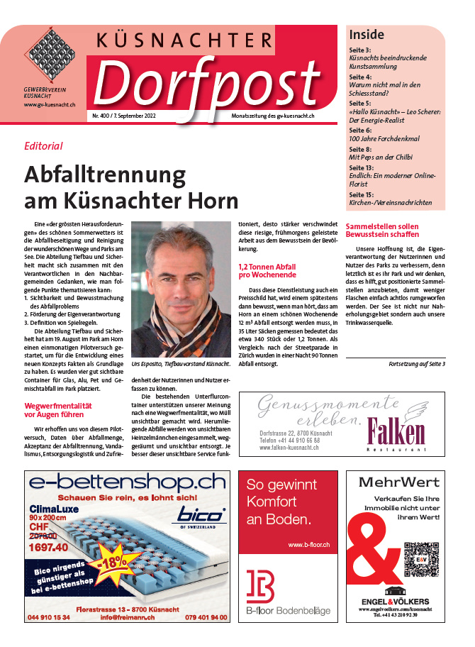 Küsnachter Dorfpost Nr. 400 vom 7. September 2022